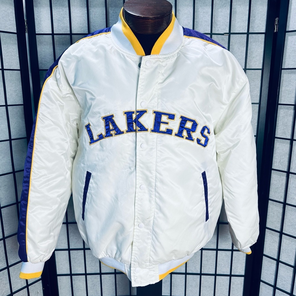Los Angeles Lakers Vintage G-III Carl Banks Satin Bomber Jacket